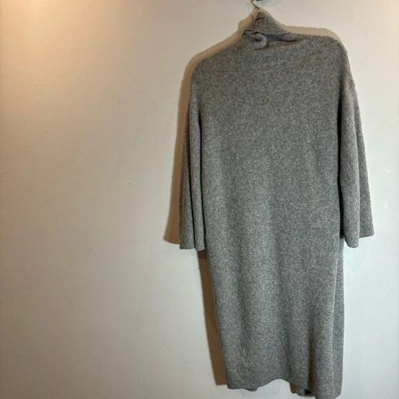 COMMUNITY Sz S Wool Yak Long Line Open Front Foldable Collar Pocket Cardigan - Picture 2 of 9